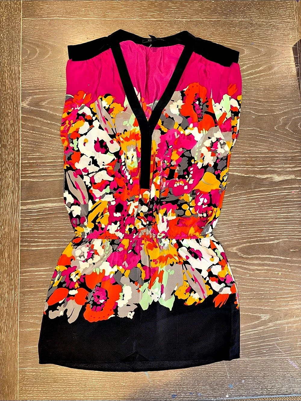 BCBGMAXAZRIA Thalia Mini Dress in Pink & Black size 2